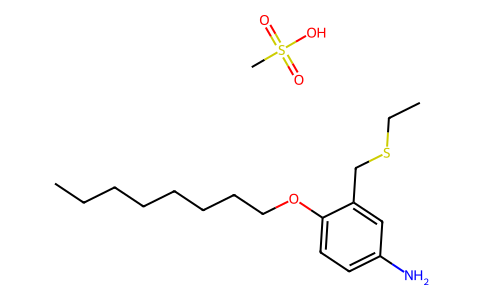 Methanesulfonic acid, compd. with alpha-(ethylthio)-4-(octyloxy)-m-toluidine (7CI) 5819-55-6